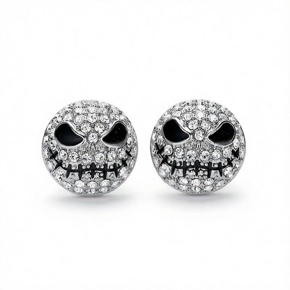 Cubic Zirconia and Silver-Plated Ghost Stud Earrings, silver stud earrings for women, botanical inspired, side view