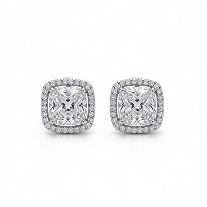 Crystal and Cubic Zirconia Silver-Plated Square Stud Earrings, silver stud earrings for women, side view
