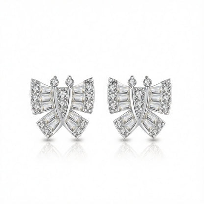 Crystal and Cubic Zirconia Butterfly Stud Earrings, stud earrings for women, everyday style, side view