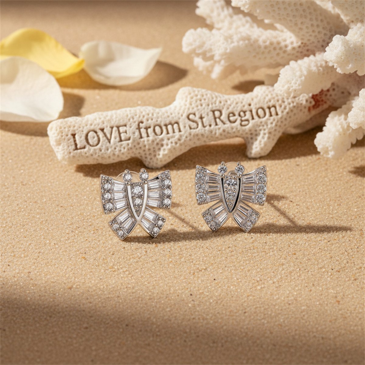 Crystal and Cubic Zirconia Butterfly Stud Earrings, stud earrings for women, everyday style, lifestyle look