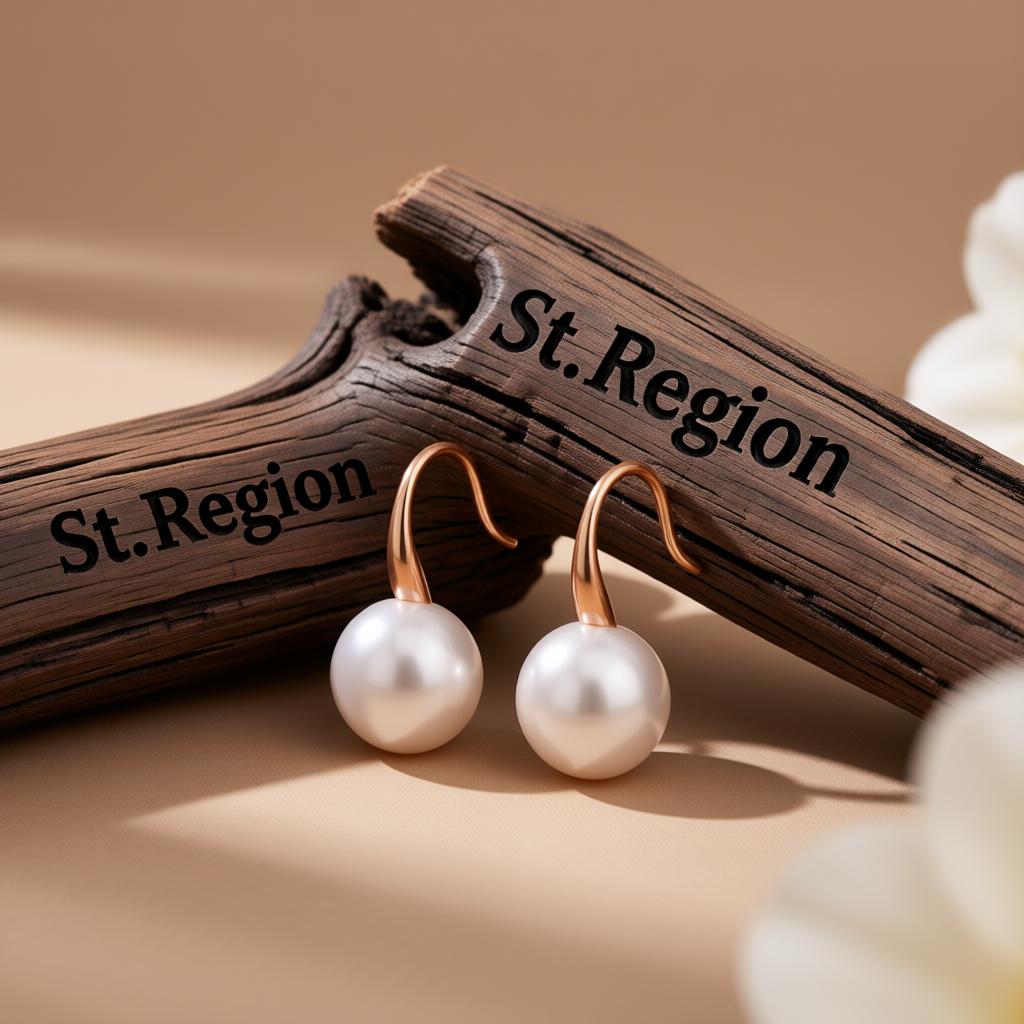 Pearl and 18K Rose Gold-Plated Hook Drop Earrings, rose gold drop earrings for women, everyday style, front view