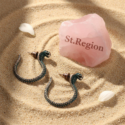 18K Gold-Plated Snake Huggie Earrings, gold huggie earrings, everyday style, detail close-up