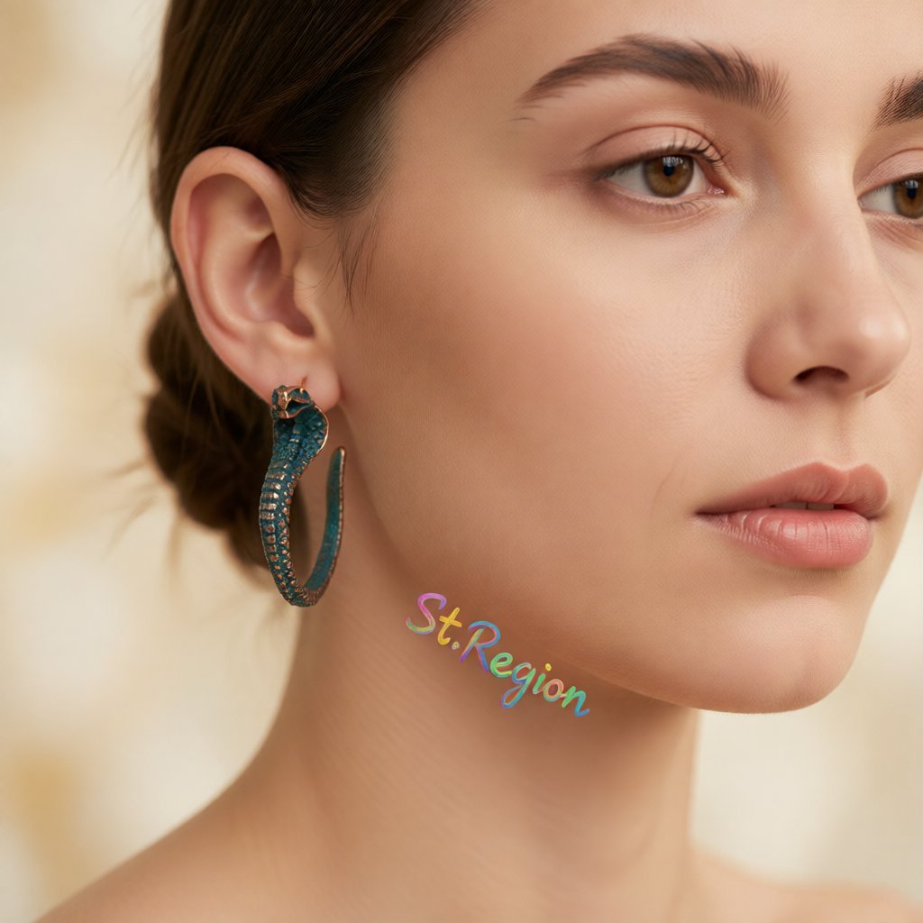18K Gold-Plated Snake Huggie Earrings, gold huggie earrings, everyday style, styled look