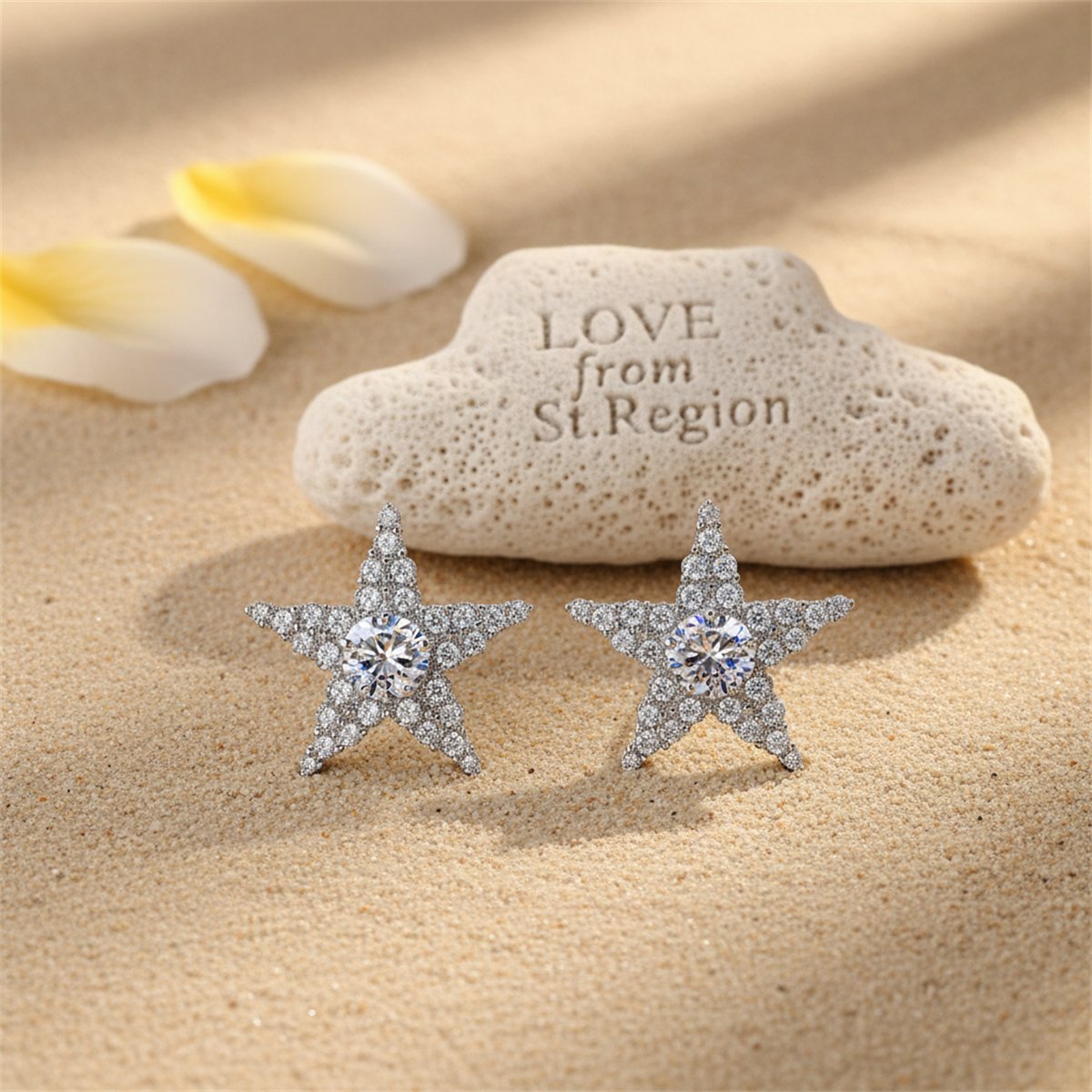 Crystal and Cubic Zirconia Silver-Plated Star Stud Earrings, silver stud earrings for women, lifestyle look