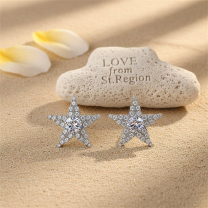 Crystal and Cubic Zirconia Silver-Plated Star Stud Earrings, silver stud earrings for women, lifestyle look