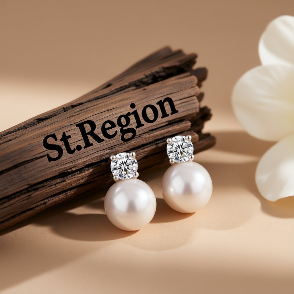 Pearl and Cubic Zirconia Silver-Plated Stud Earrings, cubic zirconia stud earrings for women, front view