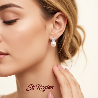 Pearl and Cubic Zirconia Silver-Plated Stud Earrings, cubic zirconia stud earrings for women, styled look