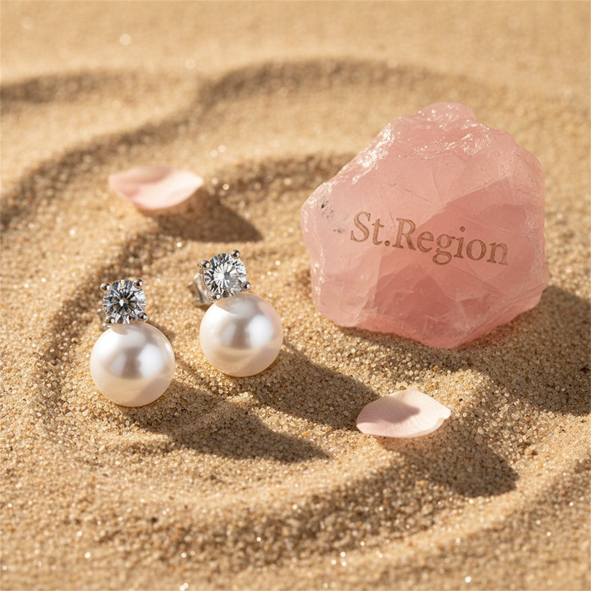 Pearl and Cubic Zirconia Silver-Plated Stud Earrings, cubic zirconia stud earrings for women, detail close-up