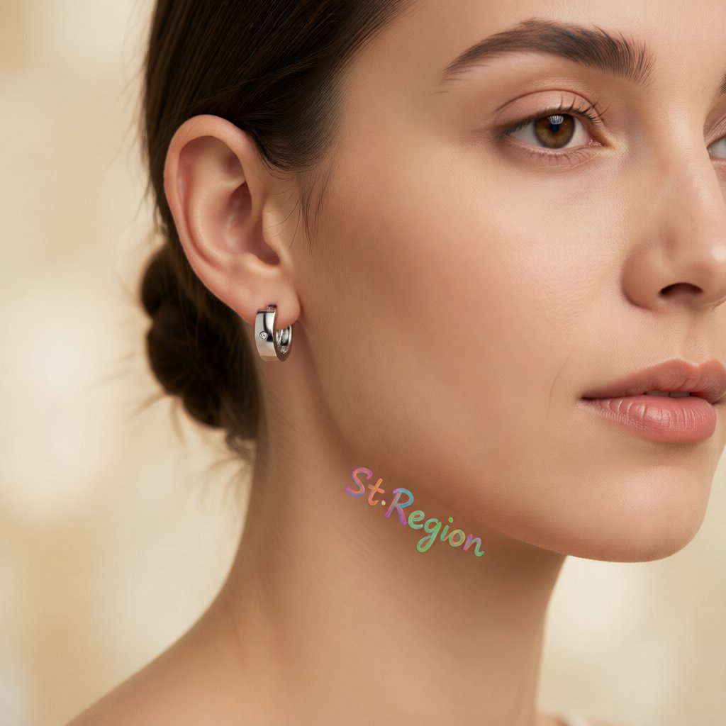Cubic Zirconia and Silver-Plated Huggie Earrings, silver huggie earrings, vintage-inspired design, styled look