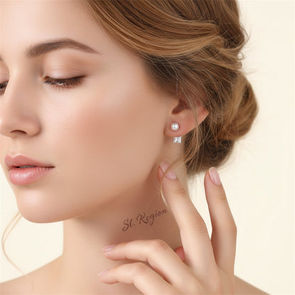 Crystal and Pearl Silver-Plated Princess-Cut Ear Jackets, elegant gift for her, styled look