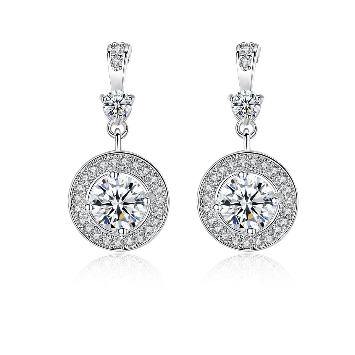 Crystal and Cubic Zirconia Halo Round Drop Earrings, drop earrings for women, elegant gift for her, side view