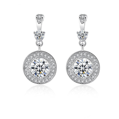 Crystal and Cubic Zirconia Halo Round Drop Earrings, drop earrings for women, elegant gift for her, side view