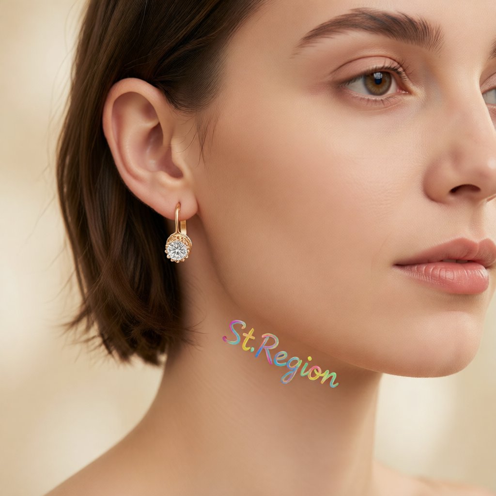 Crystal and 18K Rose Gold-Plated Round Huggie Earrings, rose gold huggie earrings, vintage-inspired design, styled look