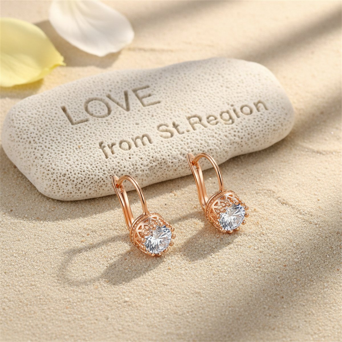 Crystal and 18K Rose Gold-Plated Round Huggie Earrings, rose gold huggie earrings, vintage-inspired design, lifestyle look
