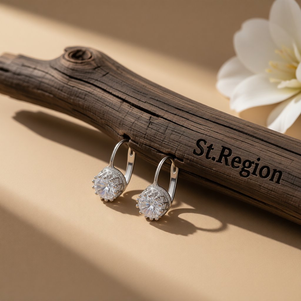 Crystal and Silver-Plated Round Huggie Earrings, silver huggie earrings, elegant gift for her, front view