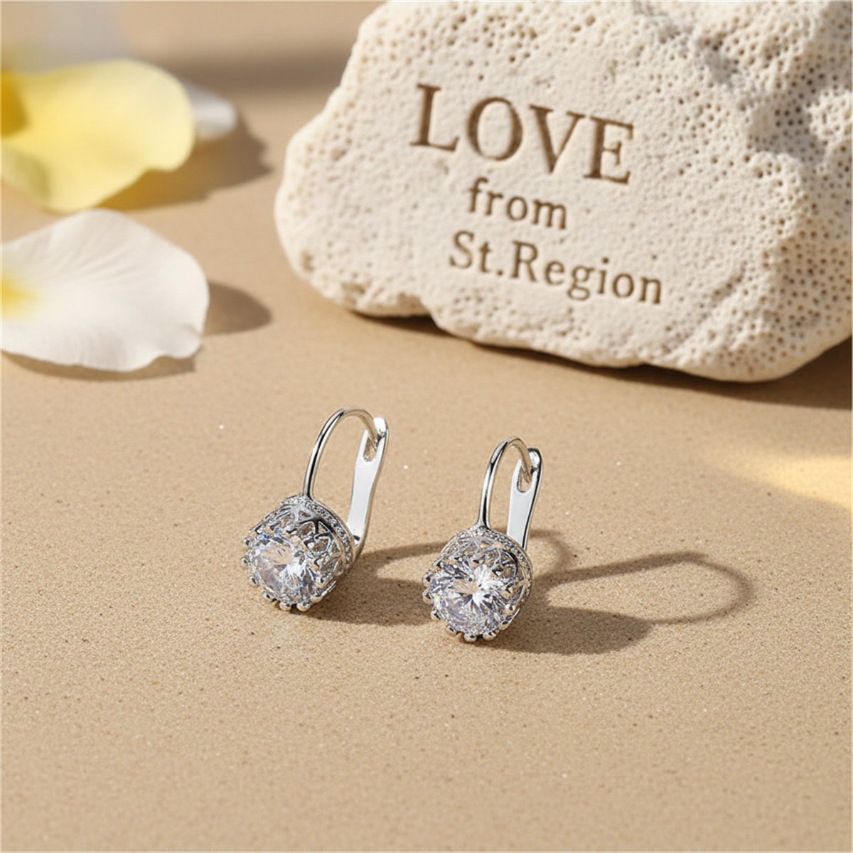 Crystal and Silver-Plated Round Huggie Earrings, silver huggie earrings, elegant gift for her, lifestyle look