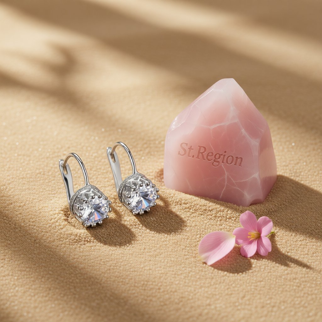 Crystal and Silver-Plated Round Huggie Earrings, silver huggie earrings, elegant gift for her, detail close-up