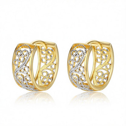 Two-Tone Scroll Huggie Earrings, huggie earrings, vintage-inspired design, side view