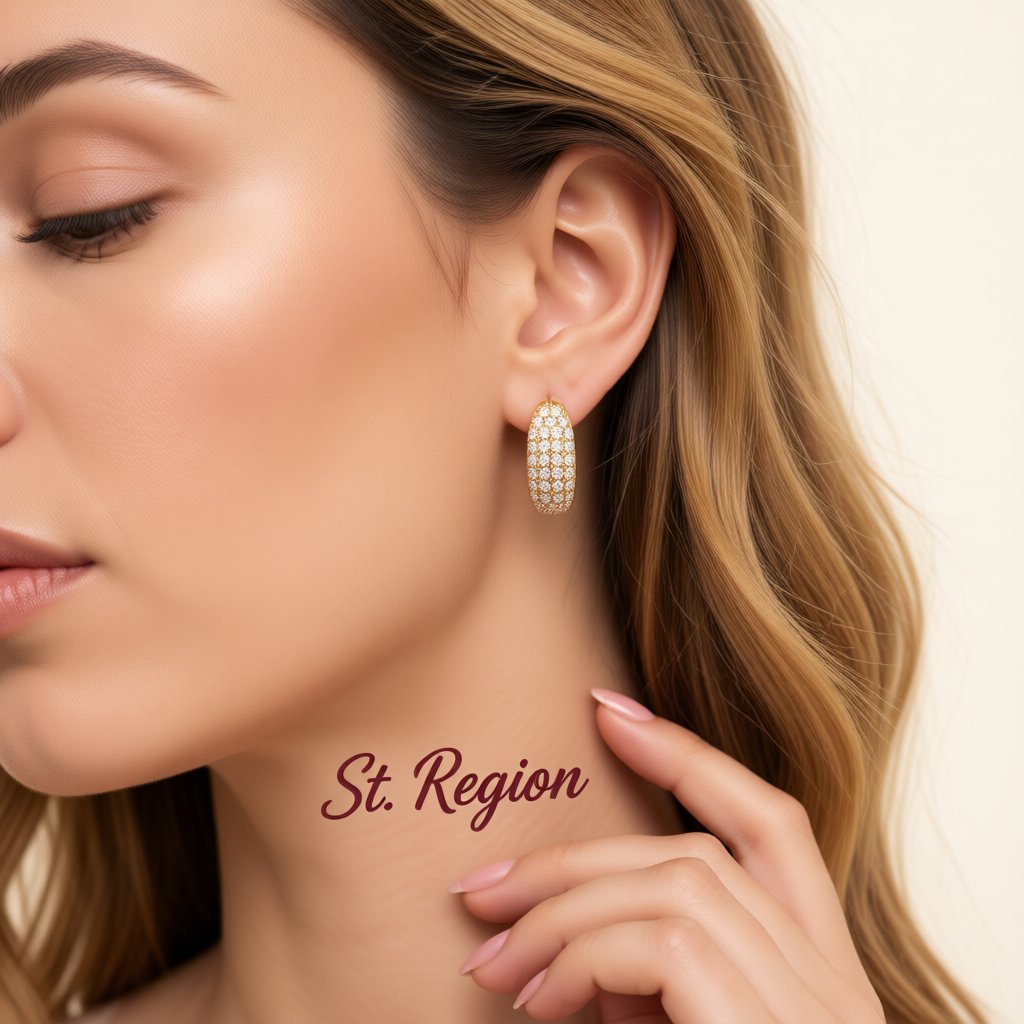 Cubic Zirconia and 18K Gold-Plated Dome Huggie Earrings, gold huggie earrings, botanical inspired, styled look