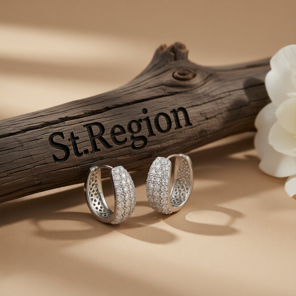 Cubic Zirconia and Silver-Plated Dome Huggie Earrings, silver huggie earrings, elegant gift for her, front view