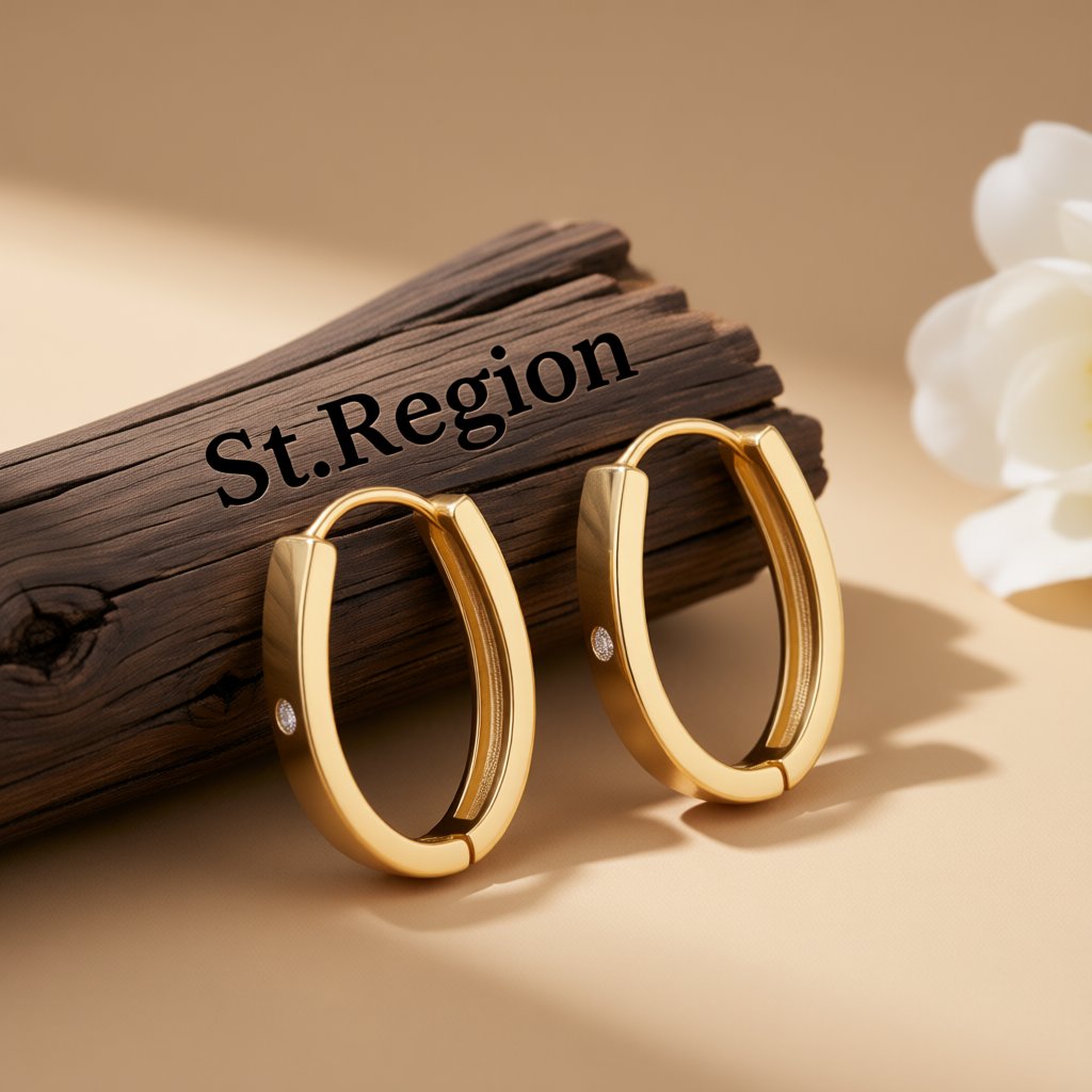 Cubic Zirconia and 18K Gold-Plated Hoop Earrings, gold huggie earrings, elegant gift for her, front view