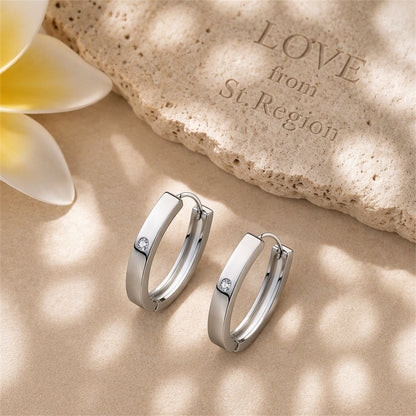 Cubic Zirconia and Silver-Plated Hoop Earrings, silver huggie earrings, botanical inspired, lifestyle look