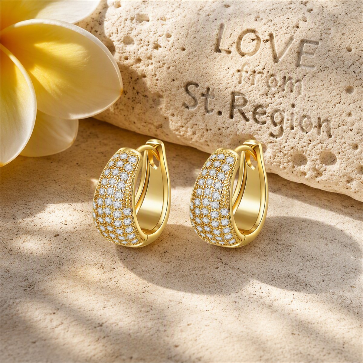 Cubic Zirconia and 18K Gold-Plated Pear Huggie Earrings, gold huggie earrings, vintage-inspired design, lifestyle look