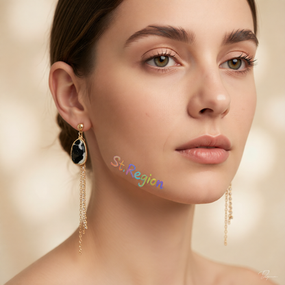 Cubic Zirconia & White Leopard Tassel Drop Earrings