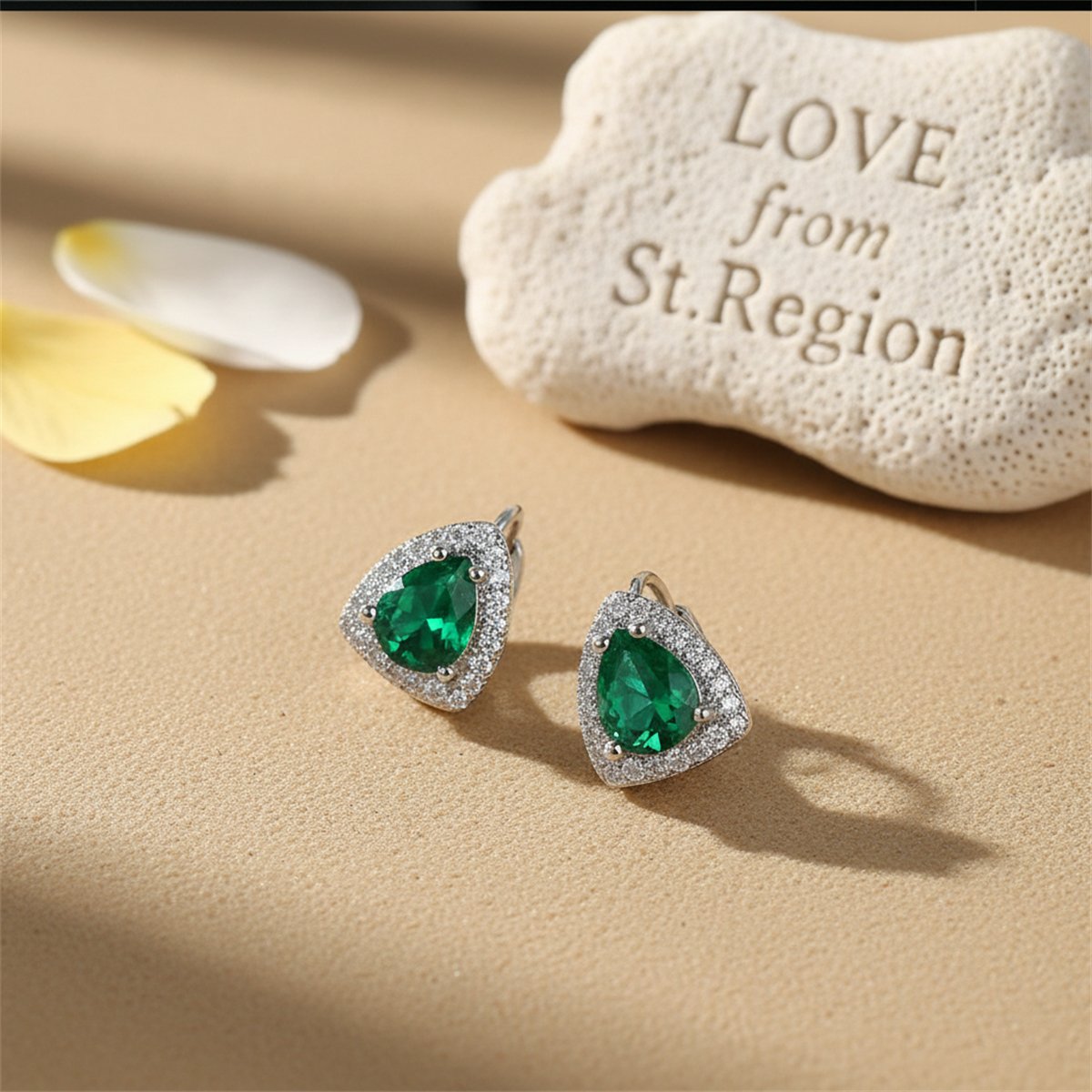 Green Crystal and Cubic Zirconia Pear-Cut Huggie Earrings, huggie earrings, vintage-inspired design, lifestyle look