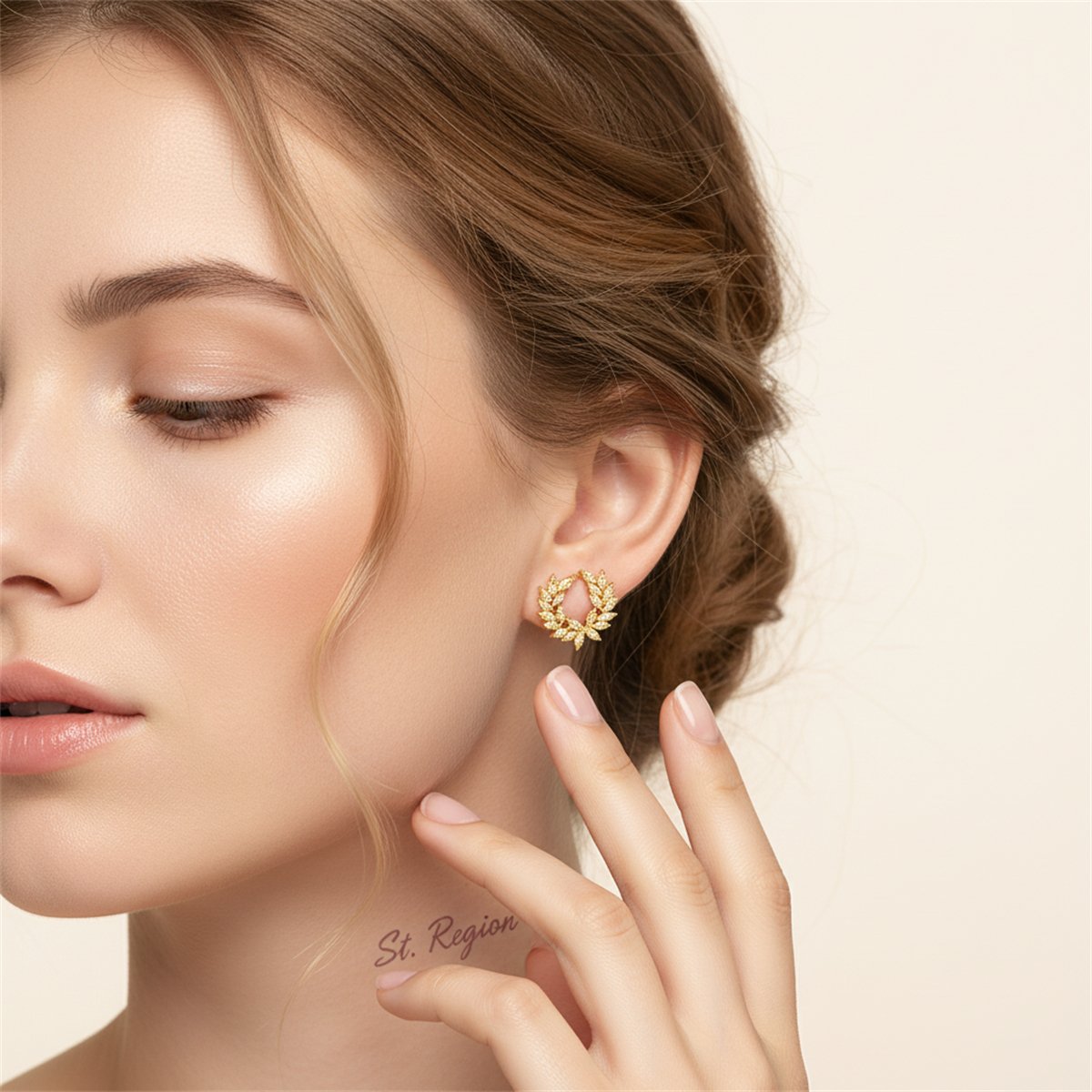 Crystal and 18K Gold-Plated Branch Stud Earrings, gold stud earrings for women, elegant gift for her, styled look