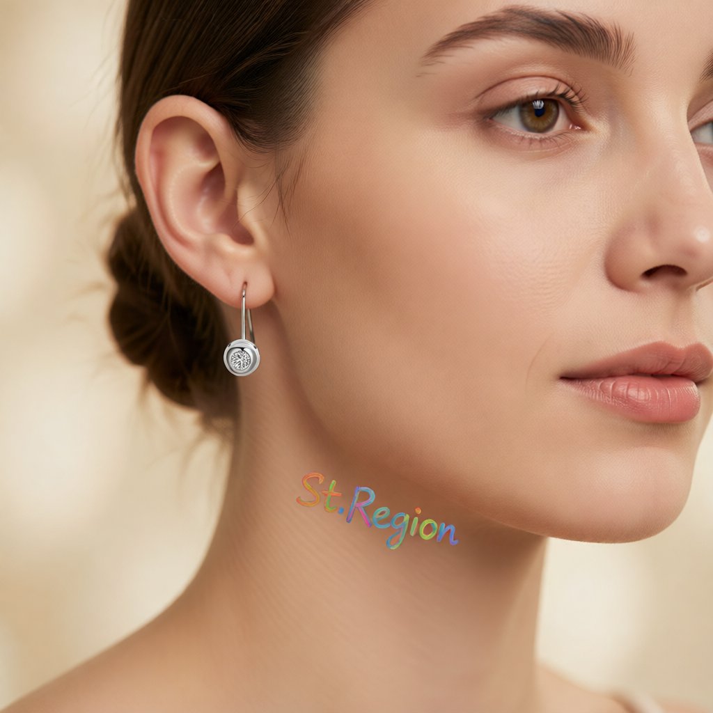 Cubic Zirconia and Silver-Plated Round Hook Earrings, silver drop earrings for women, elegant gift for her, styled look