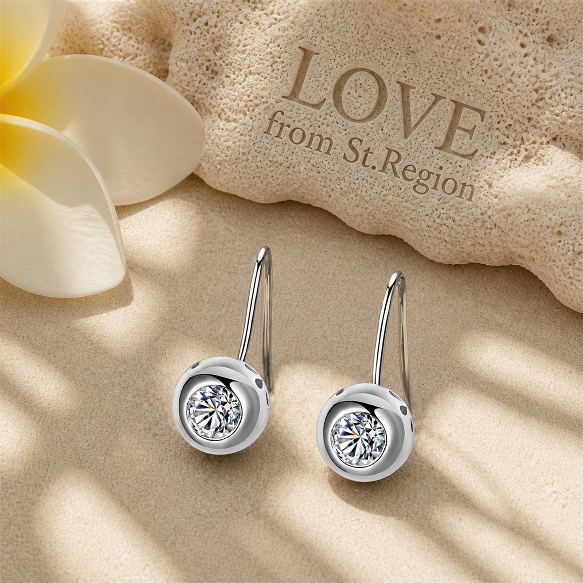Cubic Zirconia and Silver-Plated Round Hook Earrings, silver drop earrings for women, elegant gift for her, lifestyle look