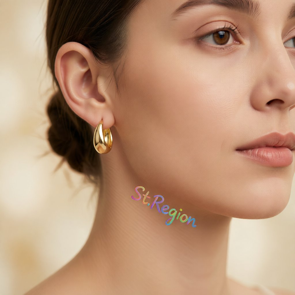 18K Gold-Plated Oval Huggie Earrings, gold huggie earrings, everyday style, styled look