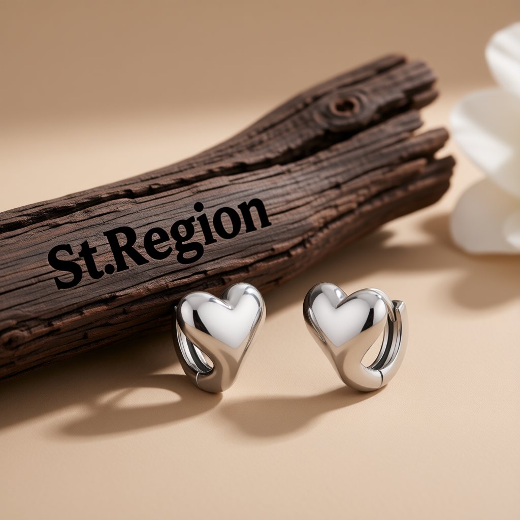 Silver-Plated Heart Huggie Earrings, silver huggie earrings, elegant gift for her, front view