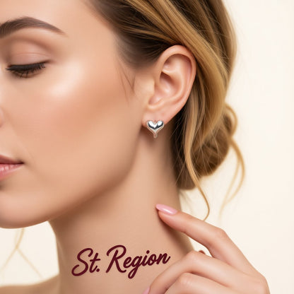 Silver-Plated Heart Huggie Earrings, silver huggie earrings, elegant gift for her, styled look