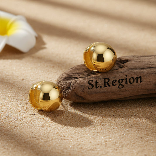 18K Gold-Plated Ball Huggie Earrings - Street Region