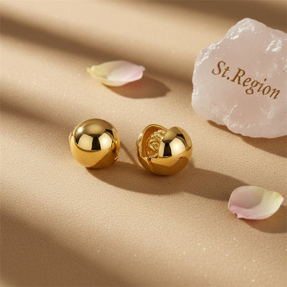 18K Gold-Plated Ball Huggie Earrings - Street Region