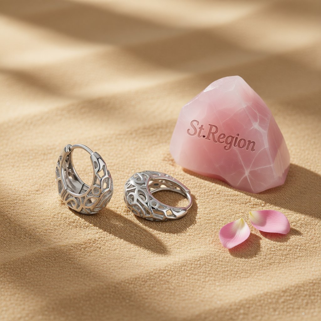 Silver-Plated Filigree Huggie Earrings, silver huggie earrings, elegant gift for her, detail close-up