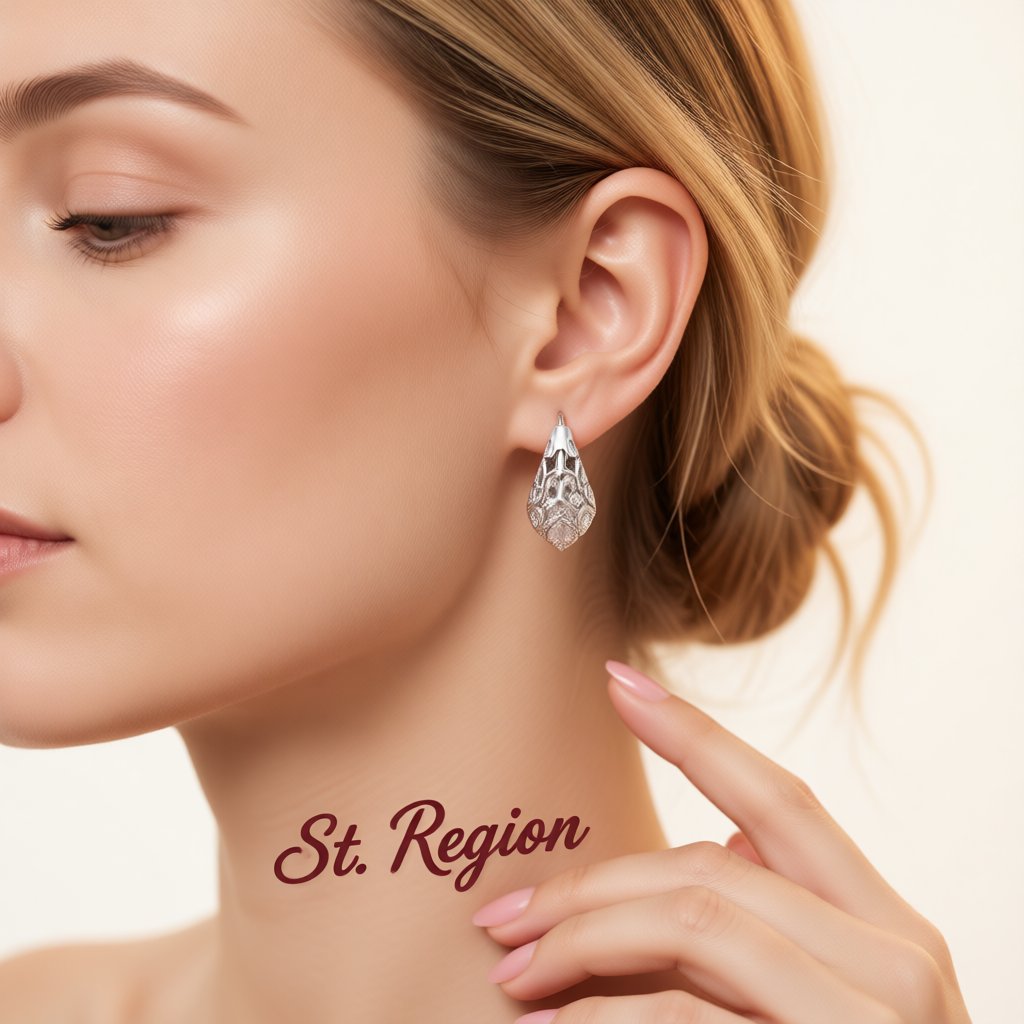 Silver-Plated Filigree Huggie Earrings, silver huggie earrings, elegant gift for her, styled look