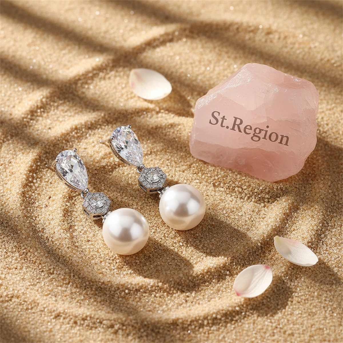 Crystal and Pearl Silver-Plated Cubic Zirconia-Accent Drop Earrings, silver drop earrings for women, detail close-up