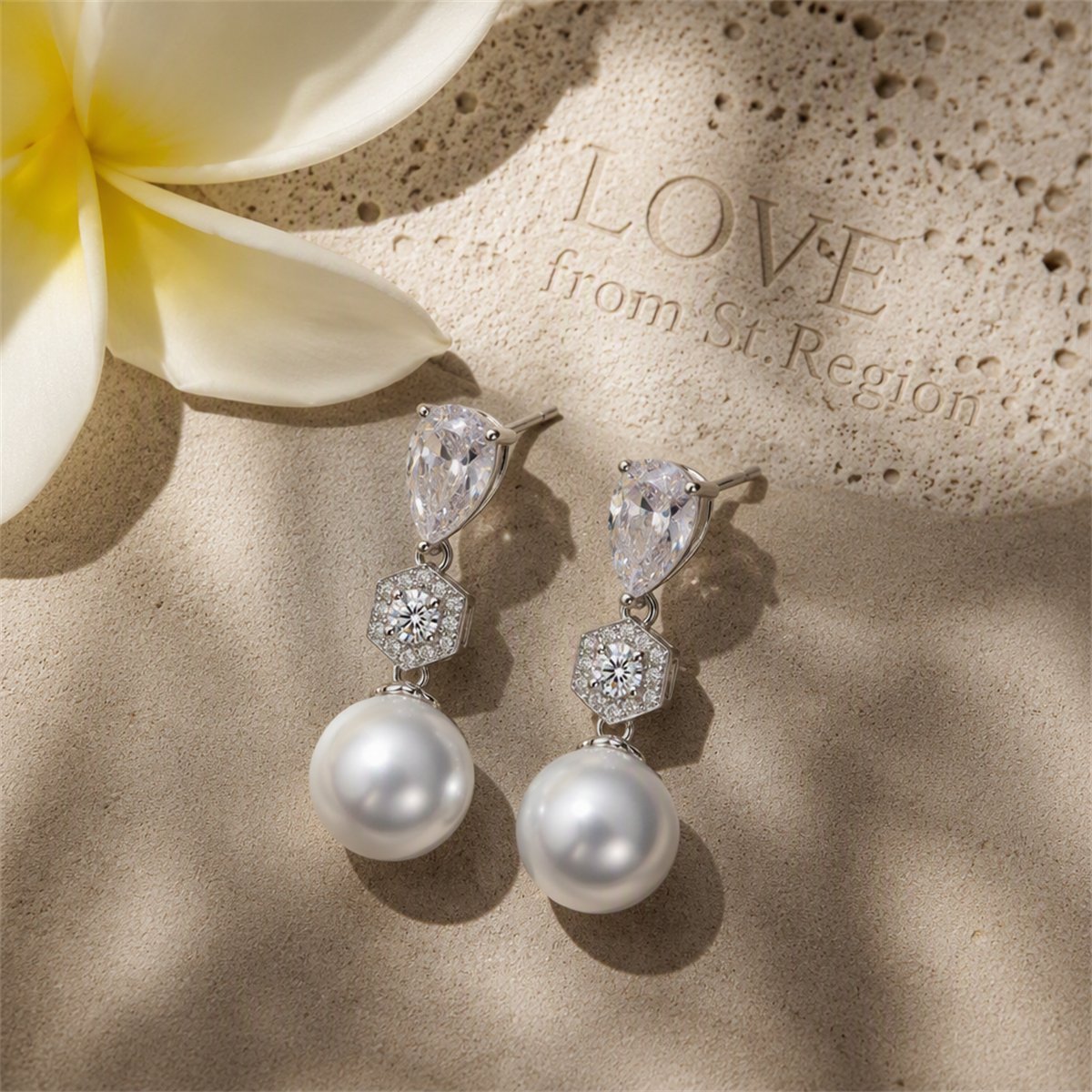 Crystal and Pearl Silver-Plated Cubic Zirconia-Accent Drop Earrings, silver drop earrings for women, lifestyle look