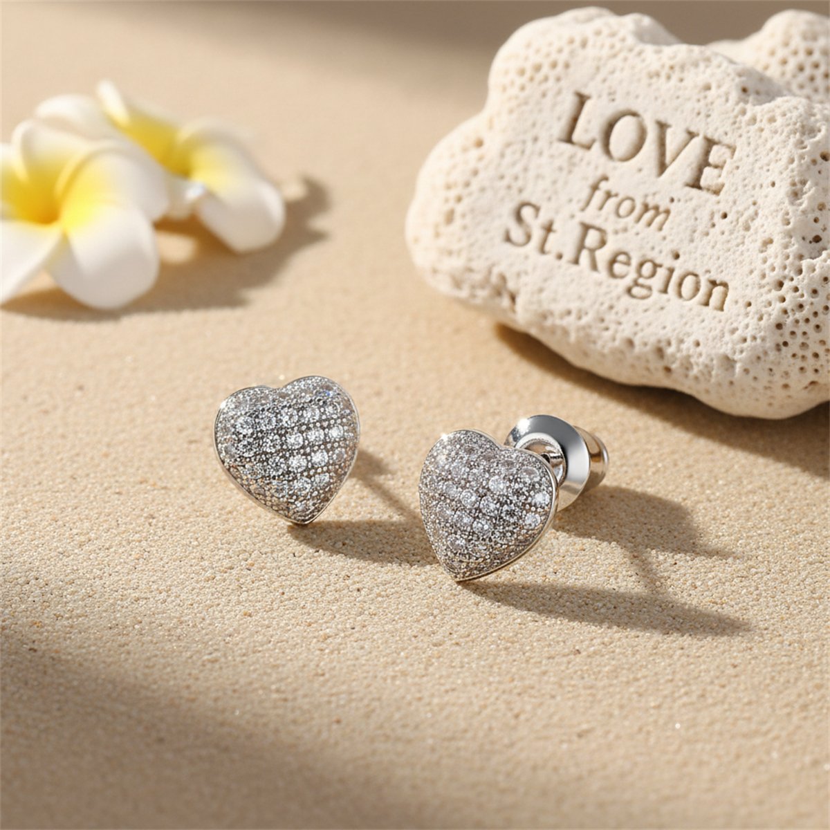 Cubic Zirconia and Silver-Plated Heart Stud Earrings, silver stud earrings for women, vintage-inspired design, lifestyle look