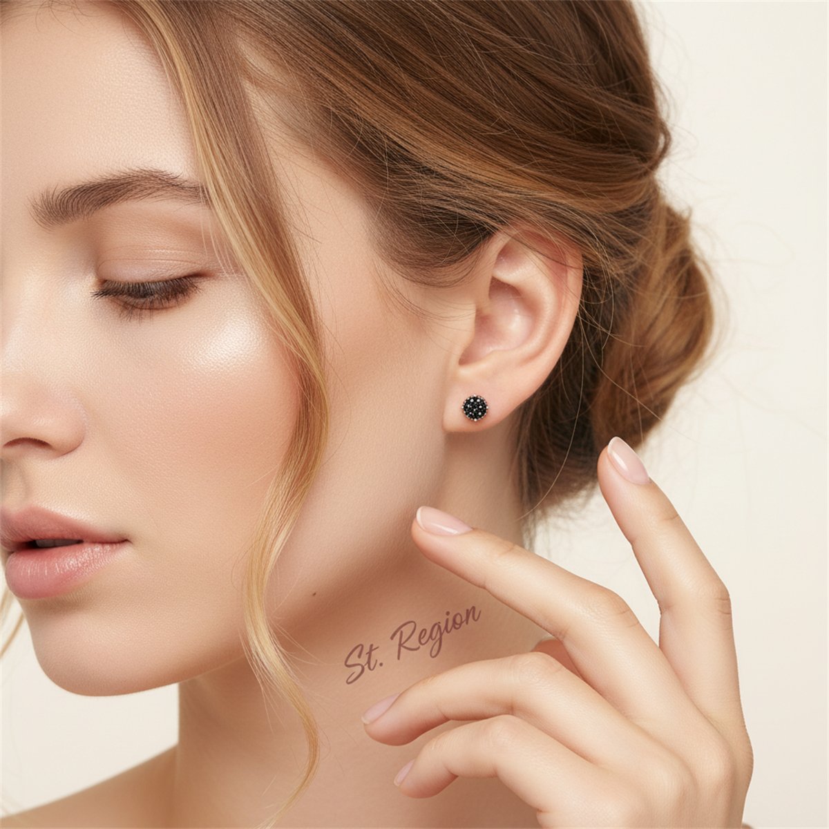 Black Cubic Zirconia and 18K Rose Gold-Plated Stud Earrings, rose gold stud earrings for women, styled look