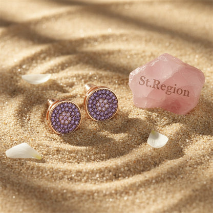 Cubic Zirconia & 18K Rose Gold-Plated Flower Round Stud Earrings