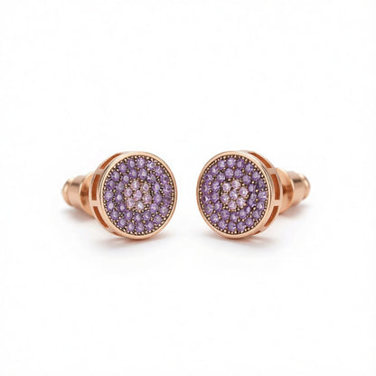 Cubic Zirconia & 18K Rose Gold-Plated Flower Round Stud Earrings
