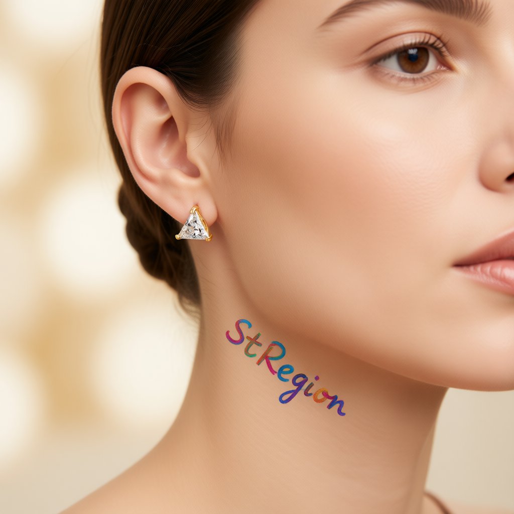 Crystal and 18K Gold-Plated Triangle Stud Earrings, gold stud earrings for women, vintage-inspired design, styled look