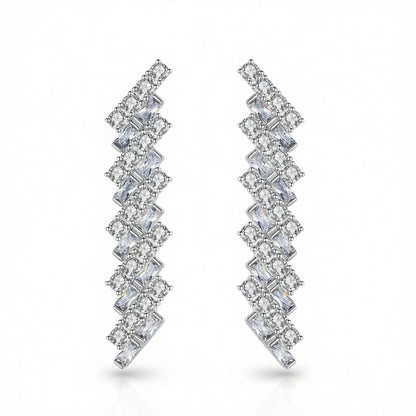Crystal and Cubic Zirconia Ladder Drop Earrings, drop earrings for women, botanical inspired, side view