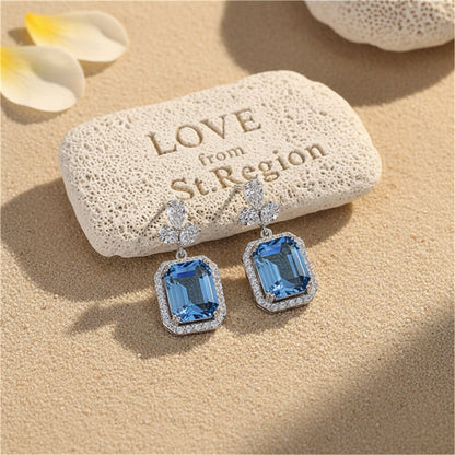 Blue Multicolor Crystal and Cubic Zirconia Drop Earrings, drop earrings for women, elegant gift for her, lifestyle look