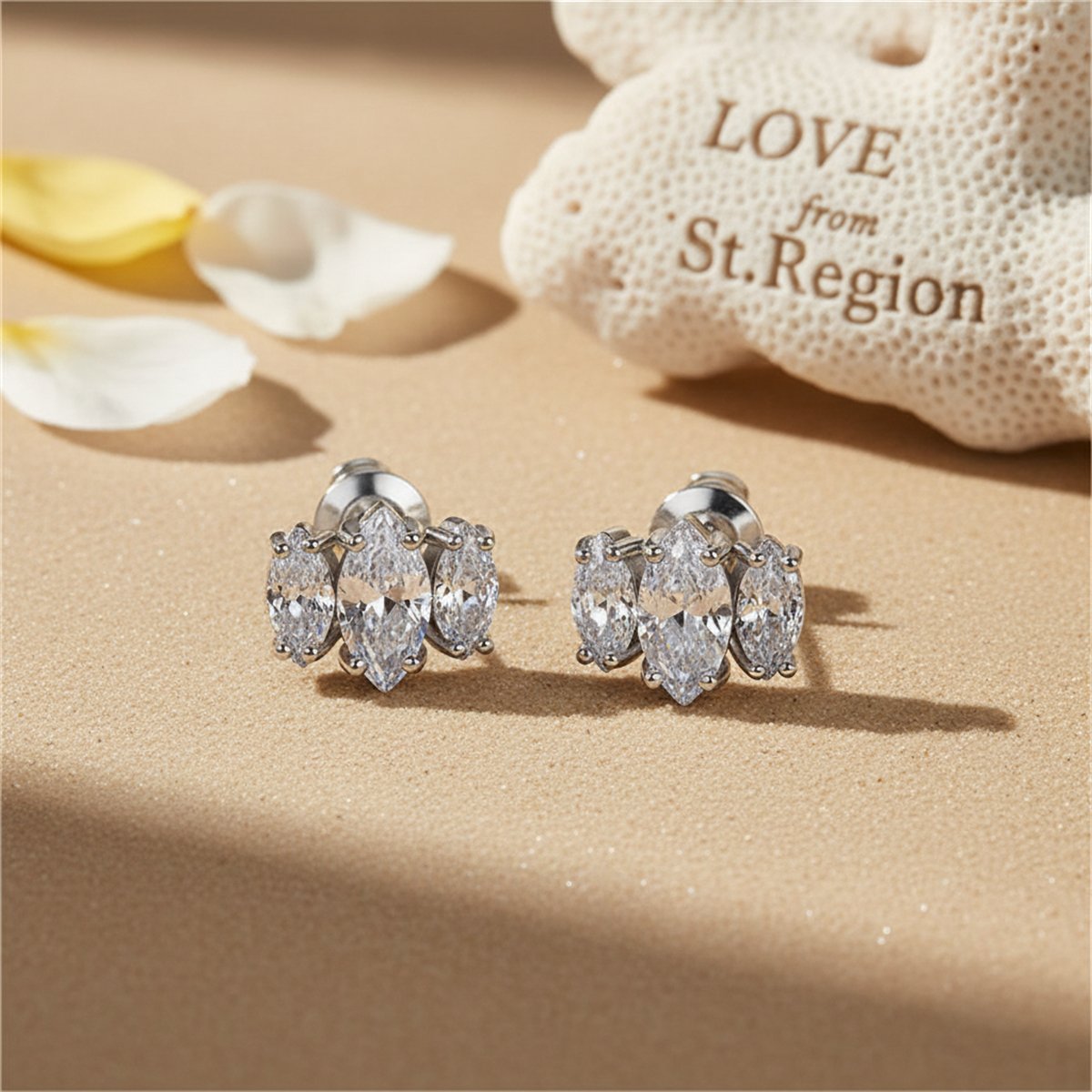 Marquise Crystal and Silver-Plated Stud Earrings, cubic zirconia stud earrings for women, lifestyle look