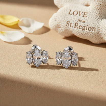 Marquise Crystal and Silver-Plated Stud Earrings, cubic zirconia stud earrings for women, lifestyle look